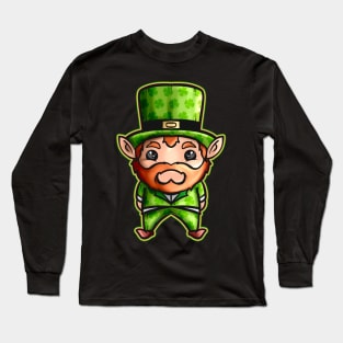 Cute Kawaii Irish Elf With Shamrock Hat For St Patricks Day Long Sleeve T-Shirt